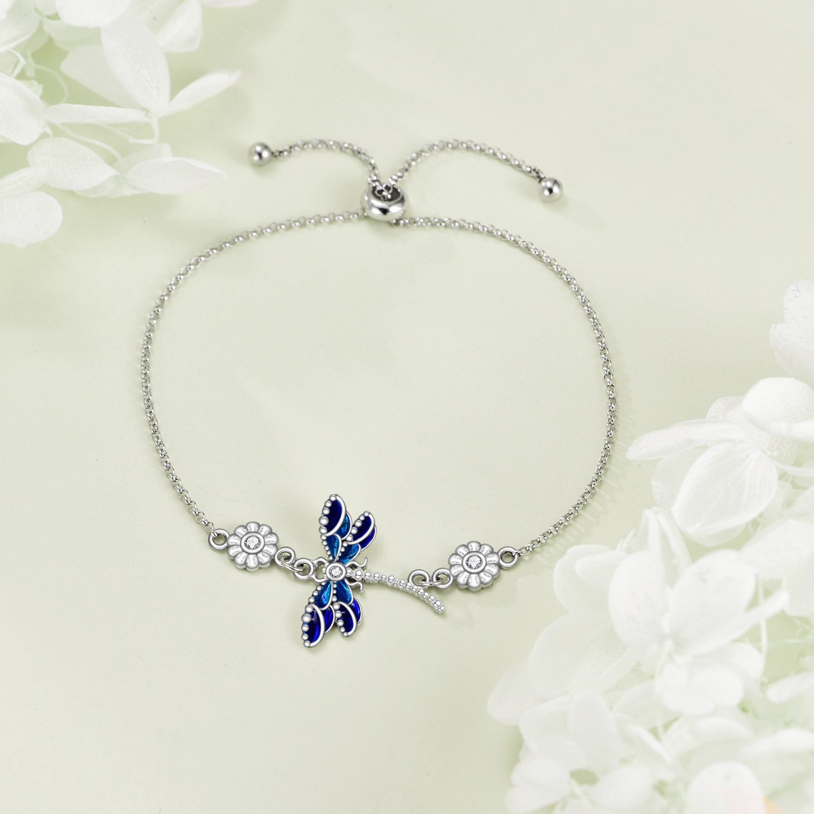 Sterling Silver Dragonfly Link Chain Bracelet for Women